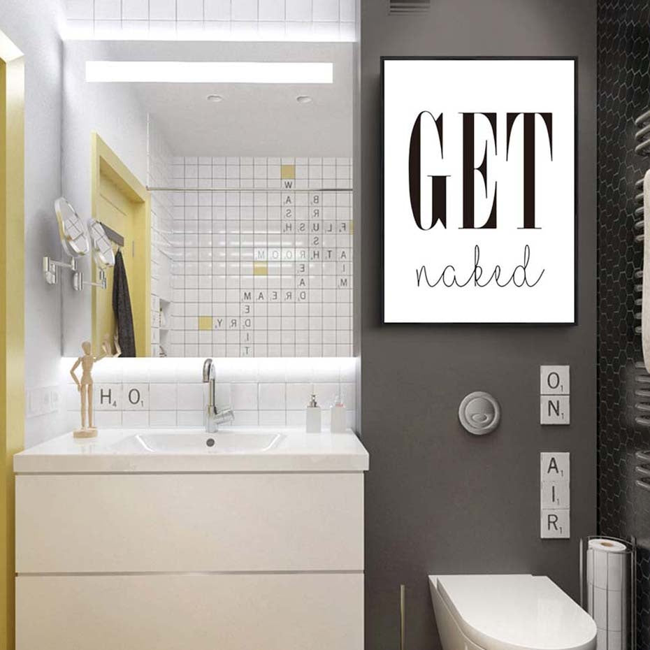 Get Naked Poster&Prints Toilet Life Quote Modular Wall Art Wall Picture For Bathroom Modern Canvas Painting (No Frame)