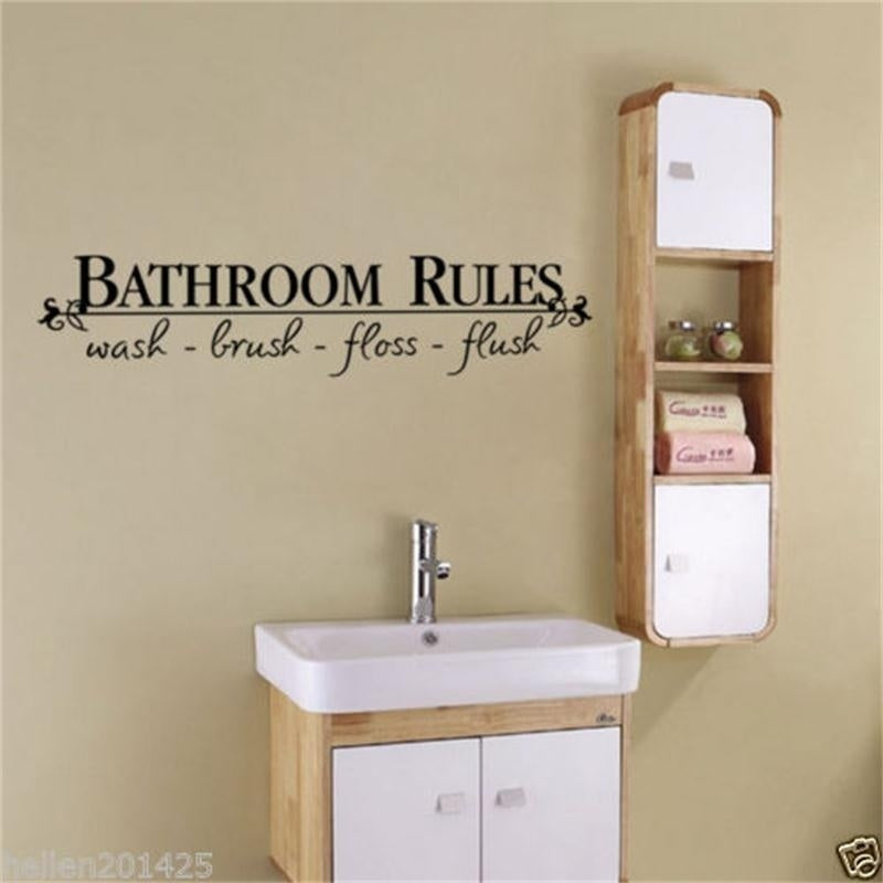 New Fashion Bathroom Rules Door Sign Vinyl Quotes Lettering Words Wall Stickers Bathroom Toilet Washroom Decoration Home Decor Decal Art
