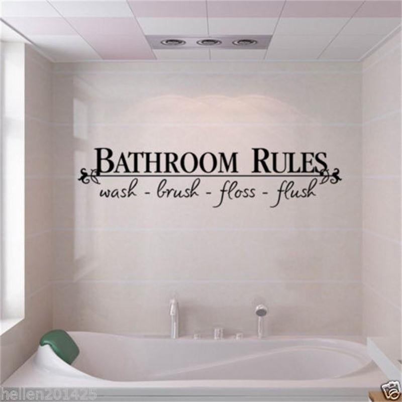 New Fashion Bathroom Rules Door Sign Vinyl Quotes Lettering Words Wall Stickers Bathroom Toilet Washroom Decoration Home Decor Decal Art