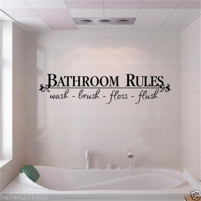 New Fashion Bathroom Rules Door Sign Vinyl Quotes Lettering Words Wall Stickers Bathroom Toilet Washroom Decoration Home Decor Decal Art