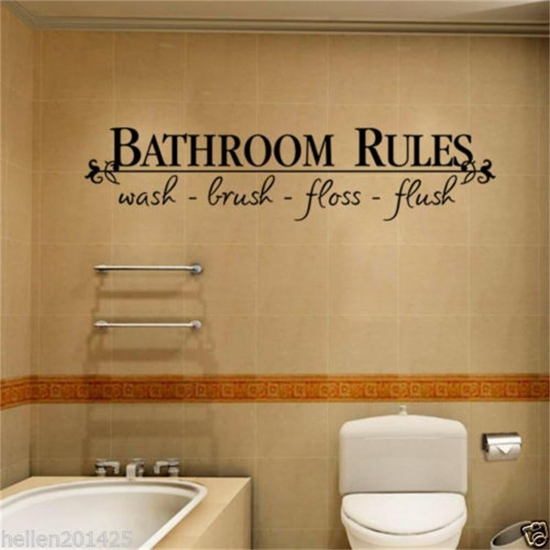 New Fashion Bathroom Rules Door Sign Vinyl Quotes Lettering Words Wall Stickers Bathroom Toilet Washroom Decoration Home Decor Decal Art