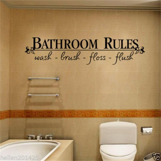New Fashion Bathroom Rules Door Sign Vinyl Quotes Lettering Words Wall Stickers Bathroom Toilet Washroom Decoration Home Decor Decal Art