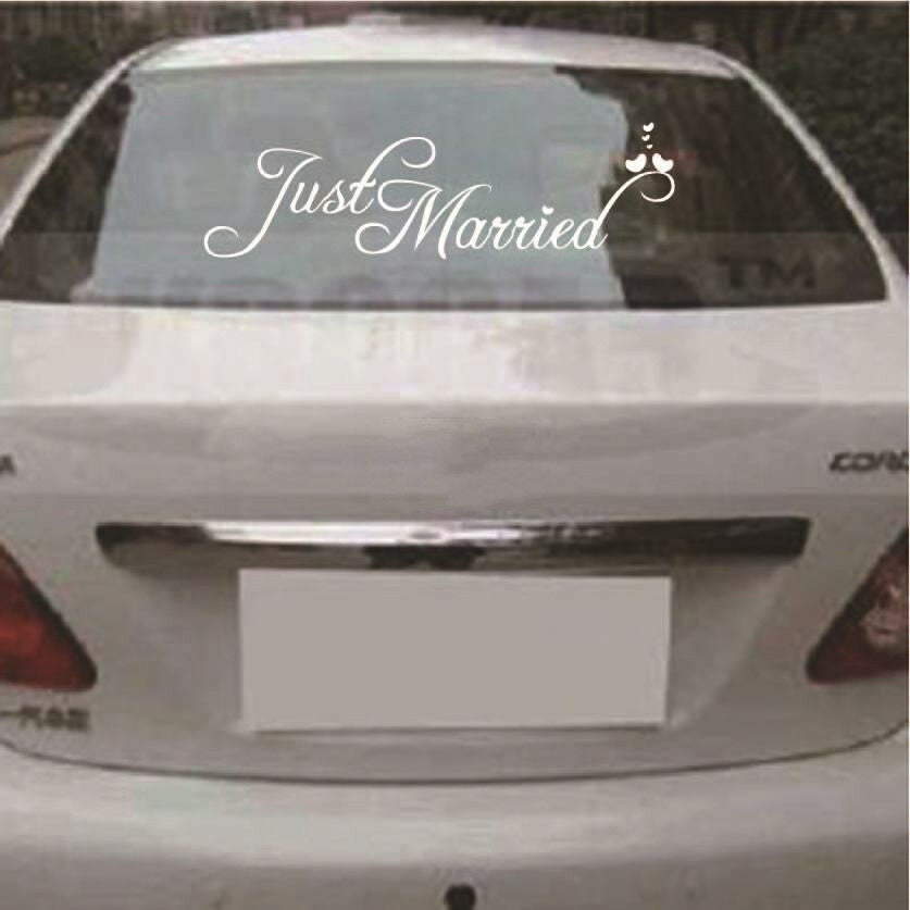 2018 NEW Just Married Wedding Car Cling Decal Sticker Window Banner Fresh Decor