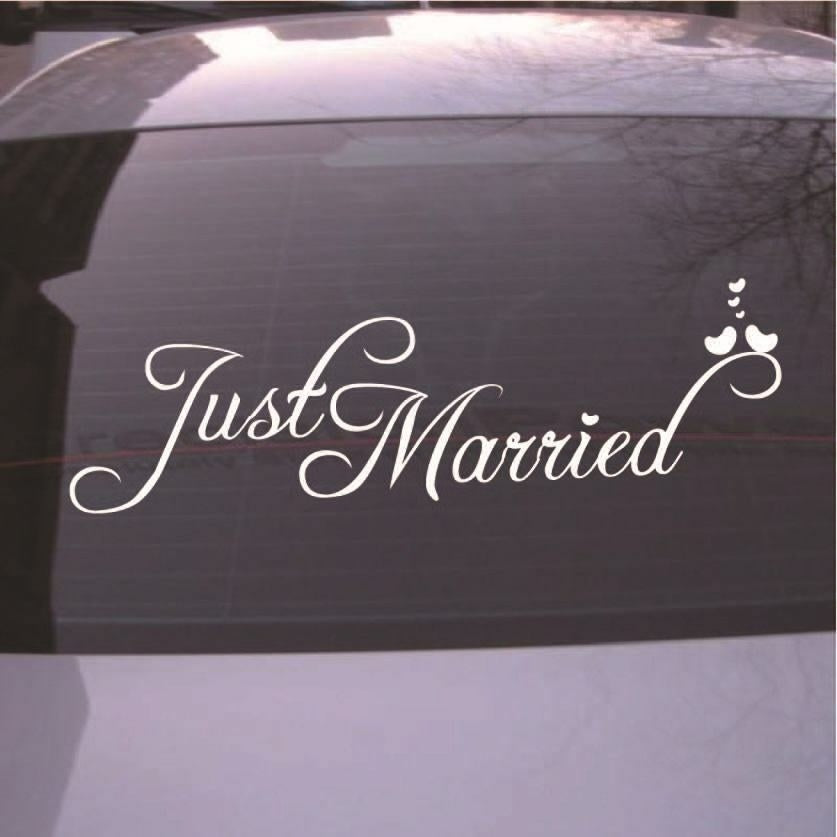 2018 NEW Just Married Wedding Car Cling Decal Sticker Window Banner Fresh Decor