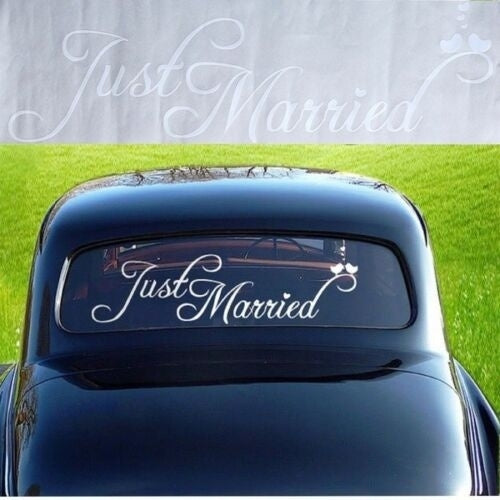 2018 NEW Just Married Wedding Car Cling Decal Sticker Window Banner Fresh Decor