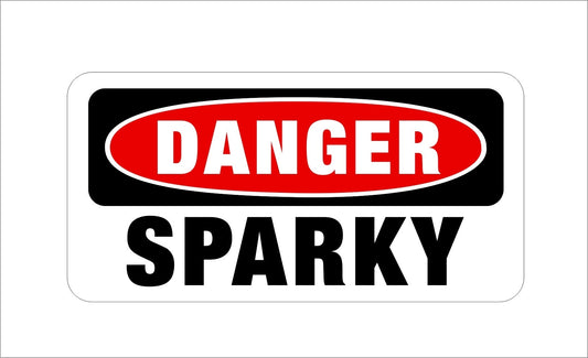 Hot Danger SPARKY Hard Hat Sticker Motorcycle Helmet Decal Welder Electrician