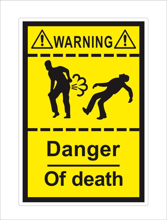 New Fashion 2PCS Danger of Death Warning Signs Decal Sticker for Car Truck Bicycle Motorcycle Fridge Skateboard Snowboard