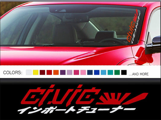 Fashion 20" JDM Kanji Car Sticker Windshield Windscreen Banner Mugen Decal