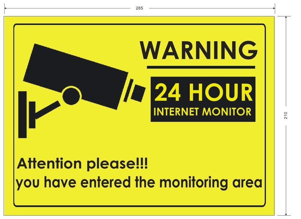 New Fashion 5pcs 24 HOUR CCTV Security Camera System Warning Sign Sticker Decal Surveillance CCTV Camera Video Warning Sticker big size 285x210mm  8.3x11.22 inch