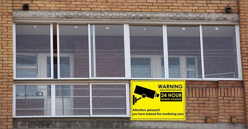 New Fashion 5pcs 24 HOUR CCTV Security Camera System Warning Sign Sticker Decal Surveillance CCTV Camera Video Warning Sticker big size 285x210mm  8.3x11.22 inch