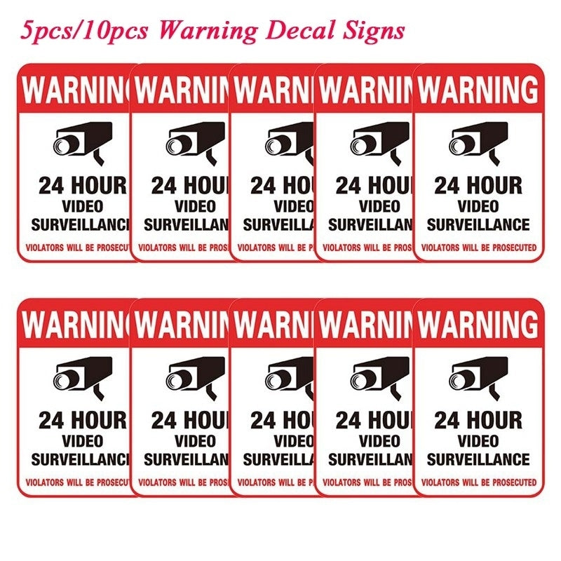 5Pcs/10Pcs Home Cctv Surveillance Security Camera Video Sticker Warning Decal Signs