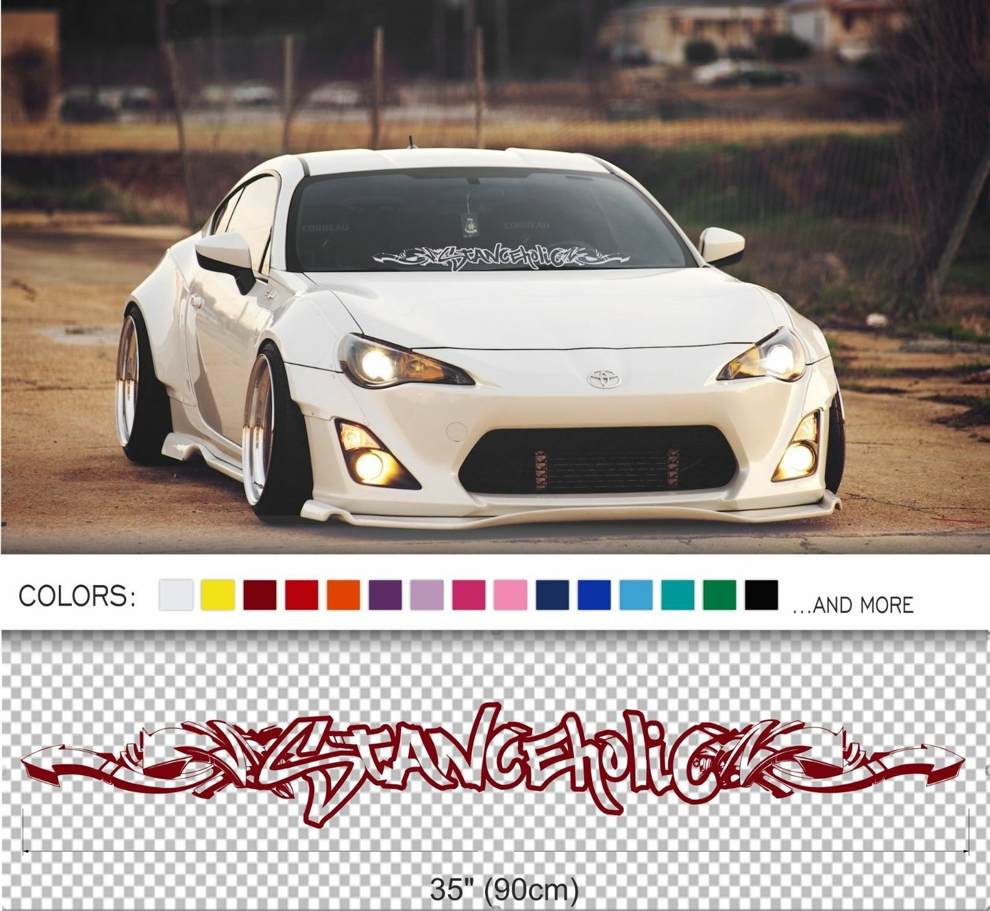 New Fashion STANCEHOLIC ROYAL STANCE windshield windscreen car JDM Mugen decal sticker