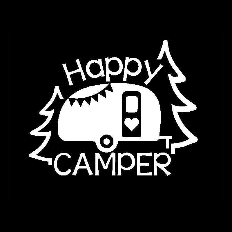 16CM*12.9CM Personalized Lettering Art Happy Camper Vinyl Decal Car Sticker Black/Silver C11-1329