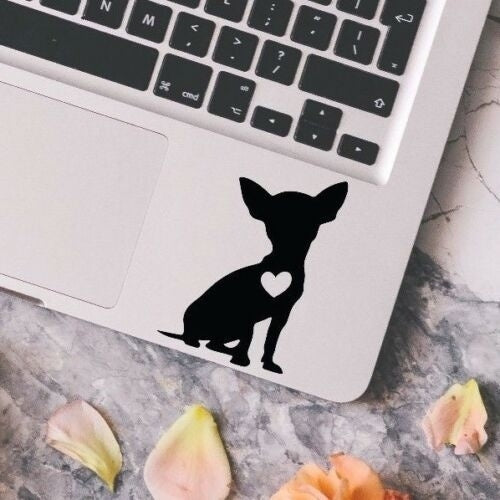 Chihuahua Decal Paillettes Chihuahua Cœur Computer Notebook Ordinateur Portable Voiture Mur De Vinyle Autocollant