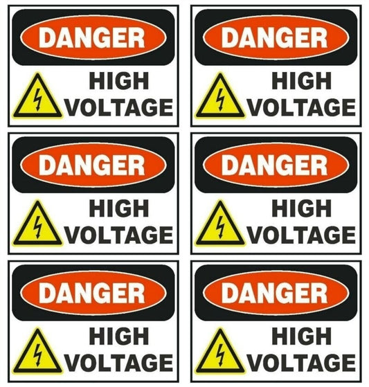 New Brand 6 RV TRAILER CAMPER TRUCK DANGER HIGH VOLTAGE DECALS STICKERS