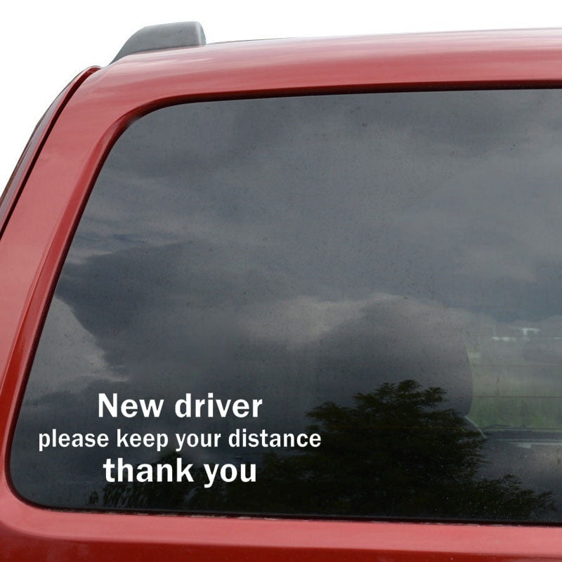18CM*6CM NEW DRIVER PLEASE KEEP YOUR DISTANCE THANK YOU Fun Vinyl Car Sticker Decal Black/Silver C11-0694