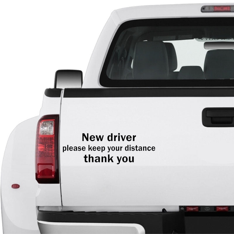 18CM*6CM NEW DRIVER PLEASE KEEP YOUR DISTANCE THANK YOU Fun Vinyl Car Sticker Decal Black/Silver C11-0694