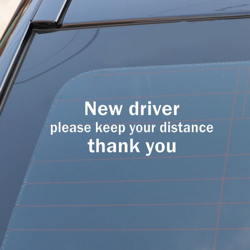 18CM*6CM NEW DRIVER PLEASE KEEP YOUR DISTANCE THANK YOU Fun Vinyl Car Sticker Decal Black/Silver C11-0694