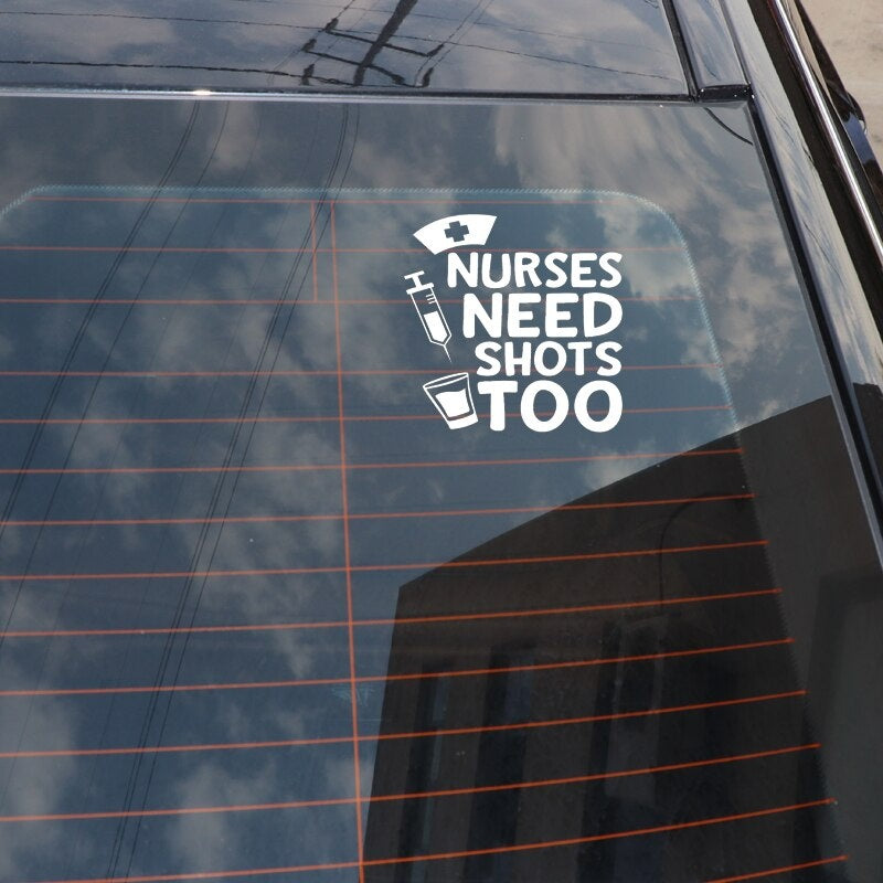 14CM*14CM Personality Vinyl Accessories Nurses Need Shots Too Car Sticker Decal Black Silver C11-1625