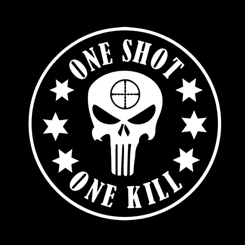 14CM*14CM Fashion ONE SHOT ONE KILL Vinyl Car Window Sticker Decals Black Silver C11-1407