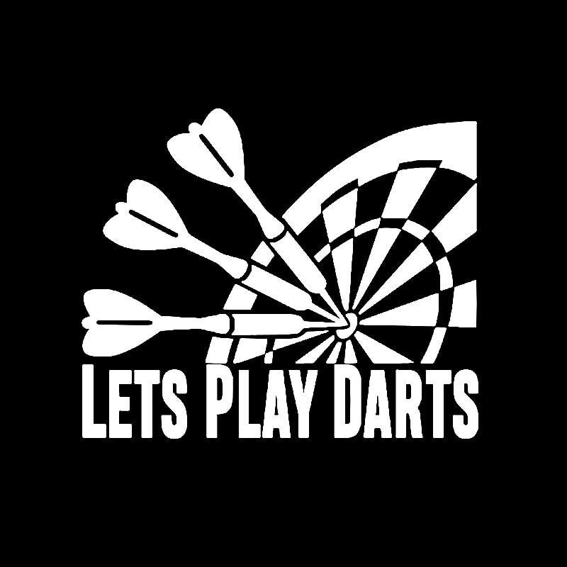 15.3CM*12.6CM Interesting Car-styling Lets Play Darts Car Sticker Decal Black Silver Vinyl C11-2122