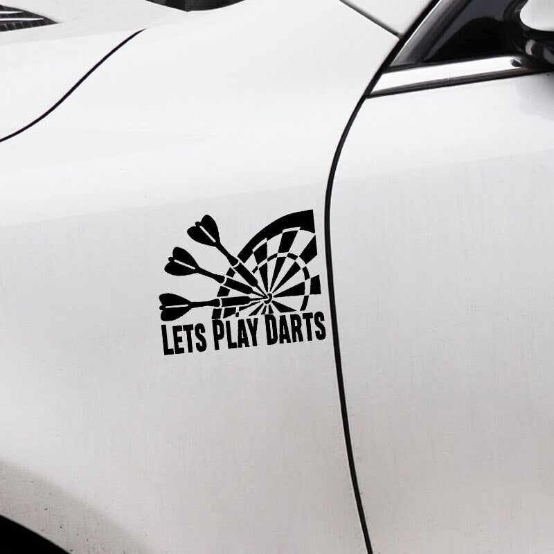 15.3CM*12.6CM Interesting Car-styling Lets Play Darts Car Sticker Decal Black Silver Vinyl C11-2122