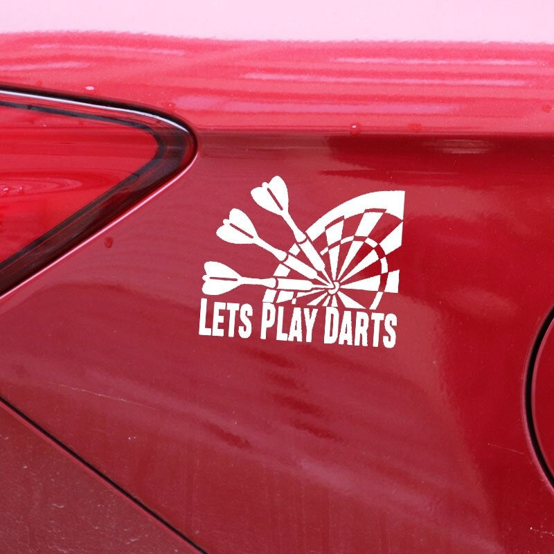 15.3CM*12.6CM Interesting Car-styling Lets Play Darts Car Sticker Decal Black Silver Vinyl C11-2122