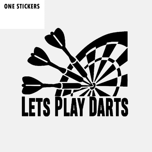 15.3CM*12.6CM Interesting Car-styling Lets Play Darts Car Sticker Decal Black Silver Vinyl C11-2122