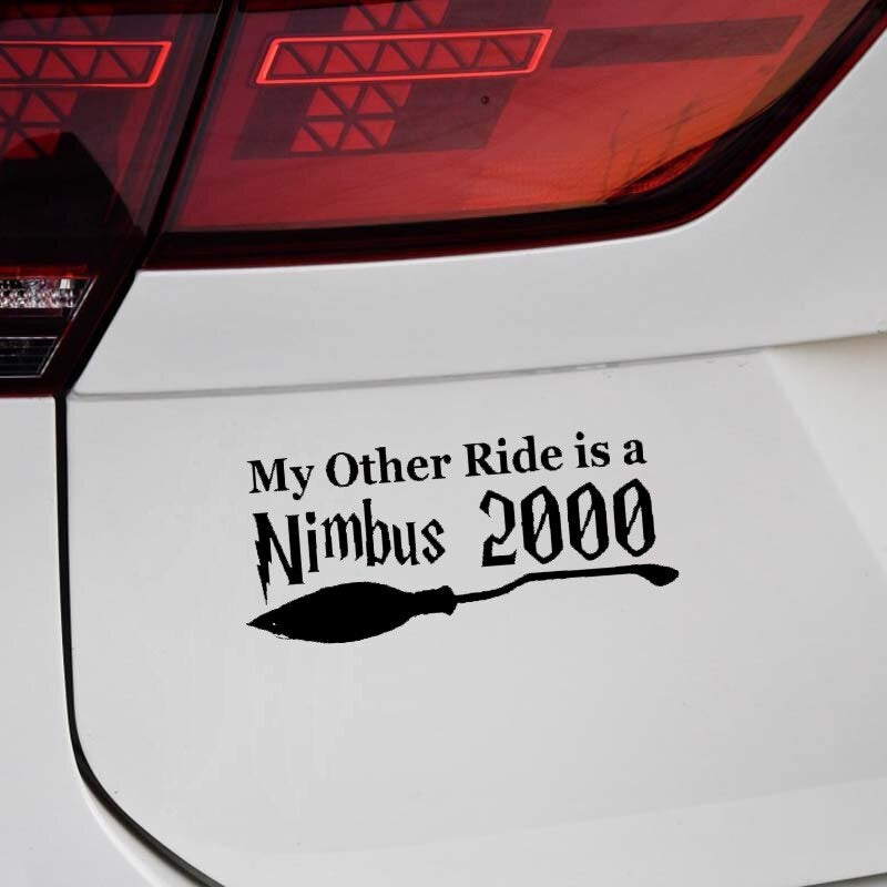 15.7CM*7CM Funny My Other Ride Is A Nimbus 2000 Vinyl Car Sticker Black Silver Decal C11-1387