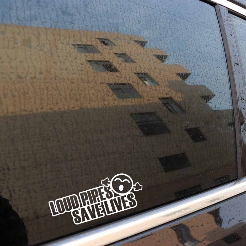 13CM*5CM Funny LOUD PIPES SAVE LIVES JDM Vinyl Car-styling Car Sticker Black Silver C11-2113