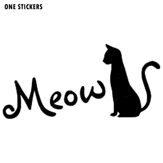 15.5CM*7.4CM Meow Cat Kitty Kitten Cute Funny Car Sticker Decal Vinyl Window Car Accessories Car Styling Black/Sliver C8-0219