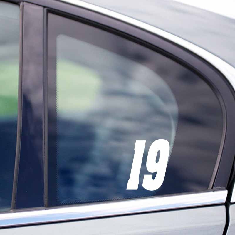 New Brand 13.3CM*15CM  lucky Number 19 Vinyl Car-styling Car Sticker Decal Graphical Black/Silver C11-0826