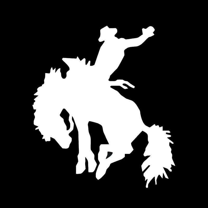 12.5*14CM Rodeo Bronco Rider Vinyl Car Stickers Horse Car Styling Cool Sports Decals Black/Silver S1-2073