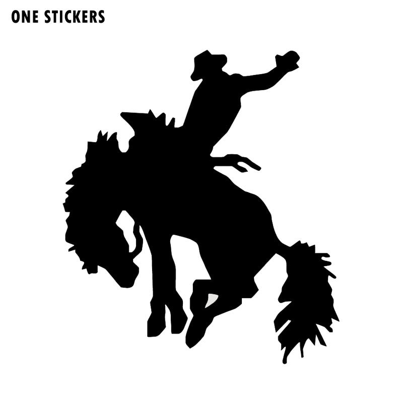 12.5*14CM Rodeo Bronco Rider Vinyl Car Stickers Horse Car Styling Cool Sports Decals Black/Silver S1-2073