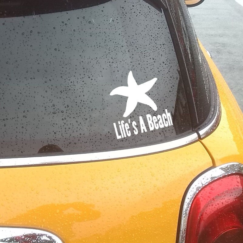 15.9cm*14.8cm Enjoy life And the beach Entertainment Is Beautiful Unmatched Vinyl Decal Black/Silver Car Sticker C18-0221
