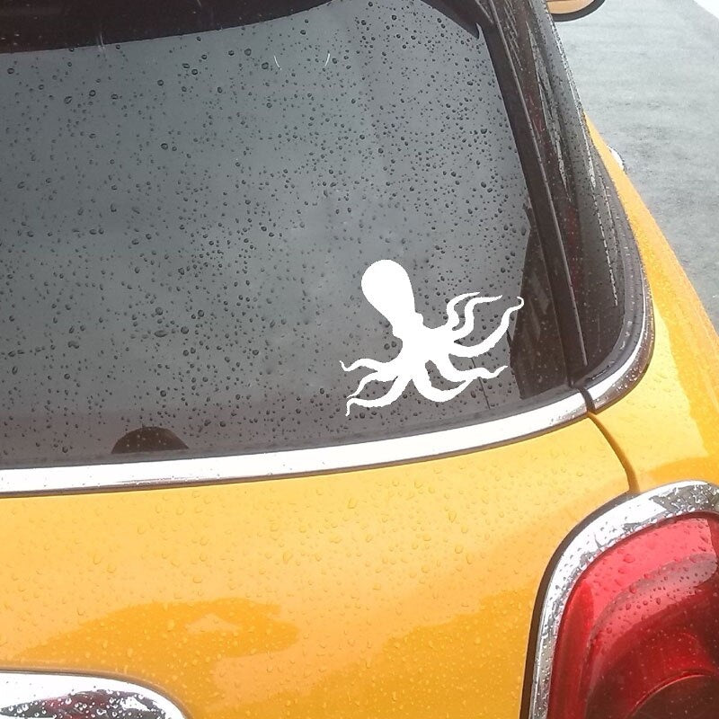 High-quality 15.9cm*12.1cm Full Of Inks Blue Mountain Little And Dainty Octopus Black/Silver Vinyl Decal Beautiful Car Sticker C18-0217