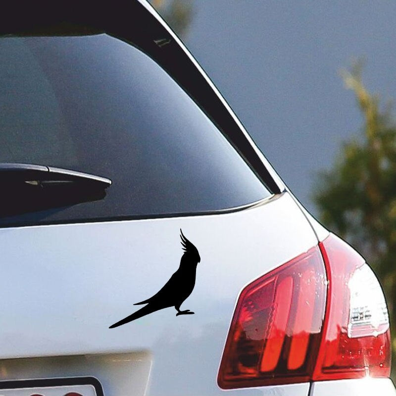 17cm*17cm Cartoon Cockatoo Parrot Bird COCKATIEL Vinyl Car Sticker Decal Black Silver Accessories C15-1102