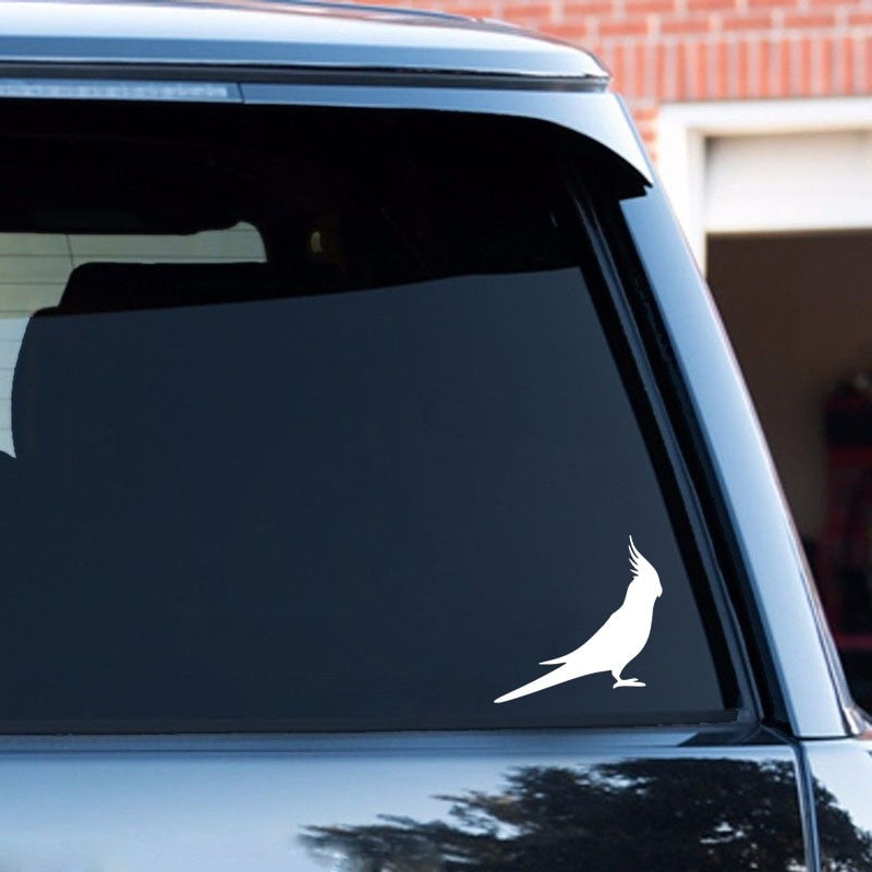 17cm*17cm Cartoon Cockatoo Parrot Bird COCKATIEL Vinyl Car Sticker Decal Black Silver Accessories C15-1102
