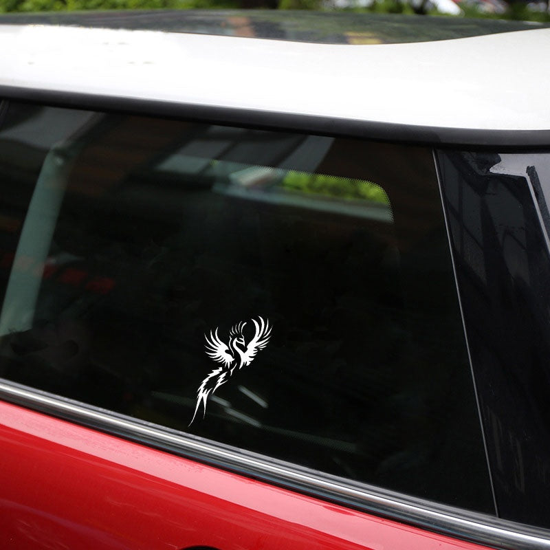 8.1CM*15.8CM Animal Phoenix Flying Decals Car Sticker Black/Silver Vinyl Decoration Accessories C15-1041