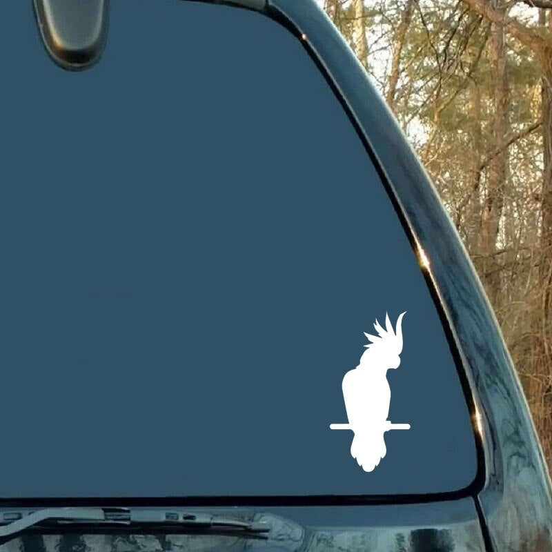 7.8cm*15.7cm Cartoon Cockatoo Bird Motorcycle Decal Vinyl Car Sticker Black Silver Graphical C15-1099