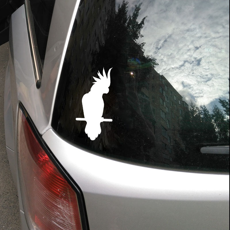 7.8cm*15.7cm Cartoon Cockatoo Bird Motorcycle Decal Vinyl Car Sticker Black Silver Graphical C15-1099
