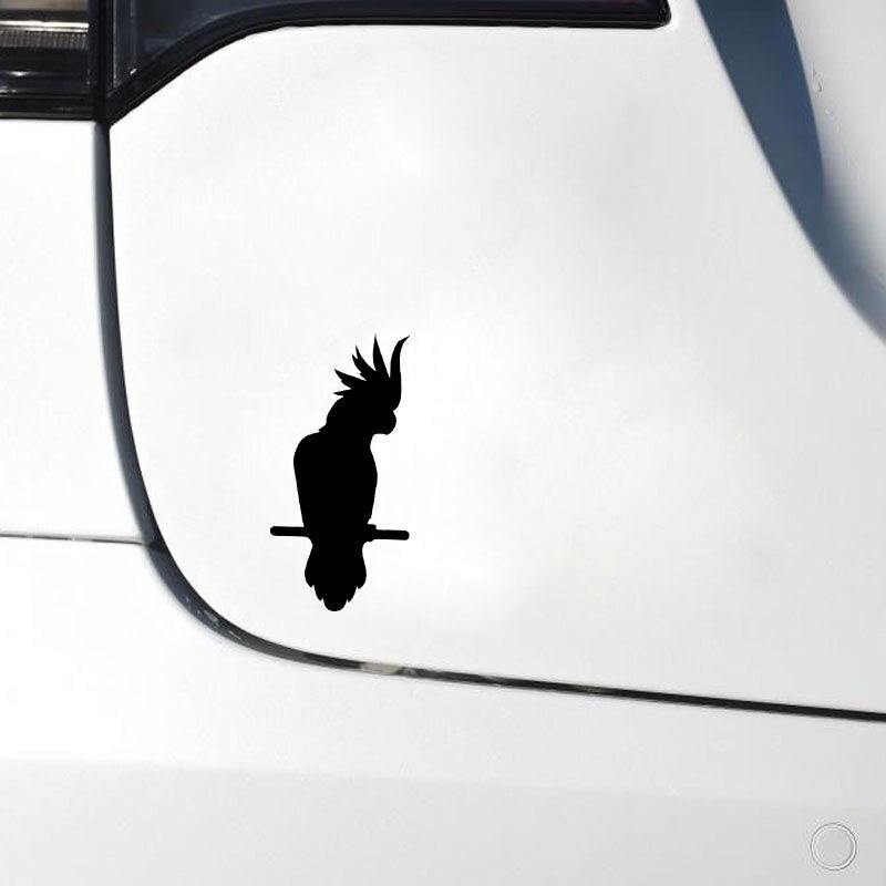 7.8cm*15.7cm Cartoon Cockatoo Bird Motorcycle Decal Vinyl Car Sticker Black Silver Graphical C15-1099