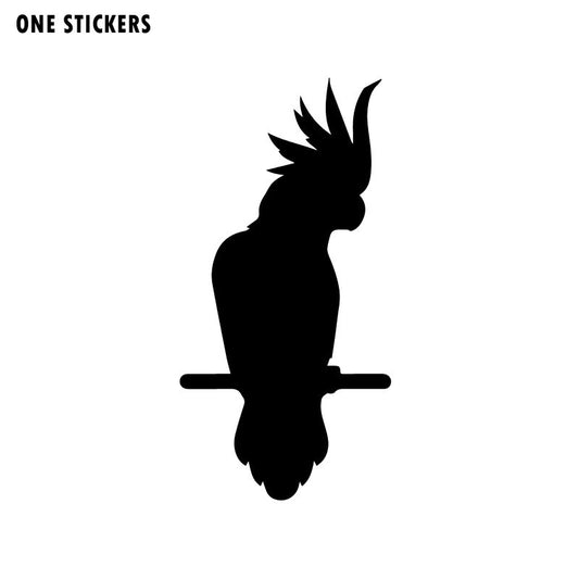 7.8cm*15.7cm Cartoon Cockatoo Bird Motorcycle Decal Vinyl Car Sticker Black Silver Graphical C15-1099