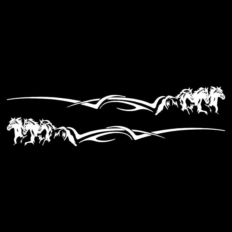35*4.7CM 2PCS Cool Horse Pattern Car Door Decorative Decal Stylish Car Sticker Accessories Black/Silver S1-2080