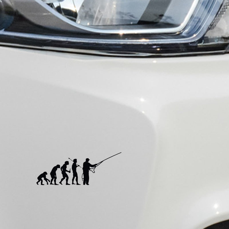 15.2CM*6.1CM Personalized Fashion Fishing Evolution Funny Vinyl Car Stickers S2-0002