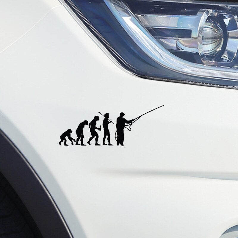 15.2CM*6.1CM Personalized Fashion Fishing Evolution Funny Vinyl Car Stickers S2-0002