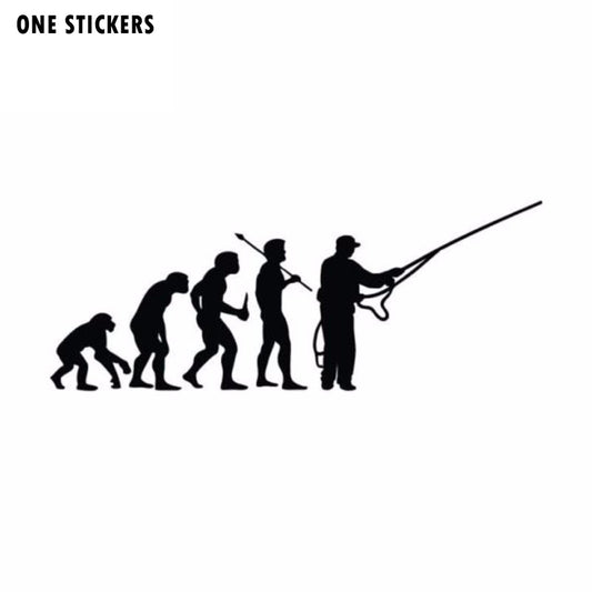 15.2CM*6.1CM Personalized Fashion Fishing Evolution Funny Vinyl Car Stickers S2-0002