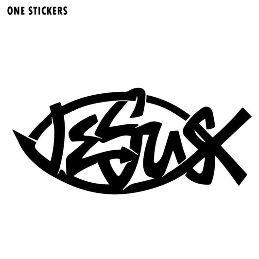 15.2CM*6.7CM Jesus Fish Christian God Car Styling Accessories Motorcycle Car Stickers And Decals Black/Sliver C8-0723