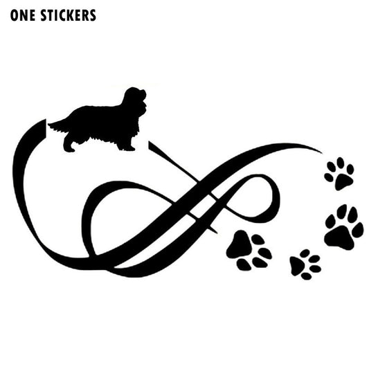 18*10CM Cavalier King Charles Spaniel Animal Paw Print Car Stickers Vinyl Decal Car Styling Decoration Black/Silver S1-0699