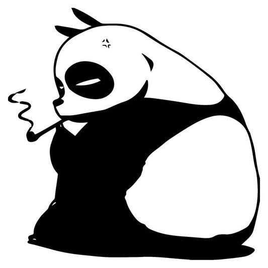 17.8*17.7CM Animal Car Styling Decal Smoking Fat Panda Funny Vinyl Car Stickers Accessories Black/Silver S1-2196